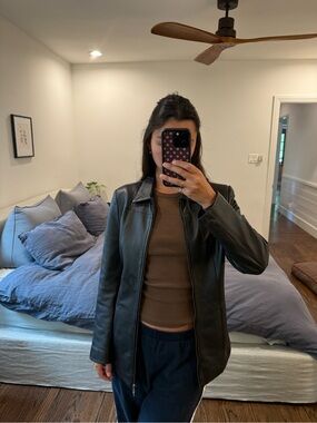 Classic Vintage Black Leather Jacket for Women